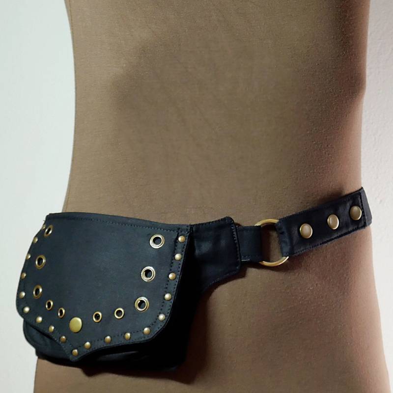 Gürteltasche ~ Hüfttasche Taschengürtel 3 Taschen Baumwolle Schwarz Unisex Voll Einstellbar Der Bubble Gürtel von HarmonyWearDesigns