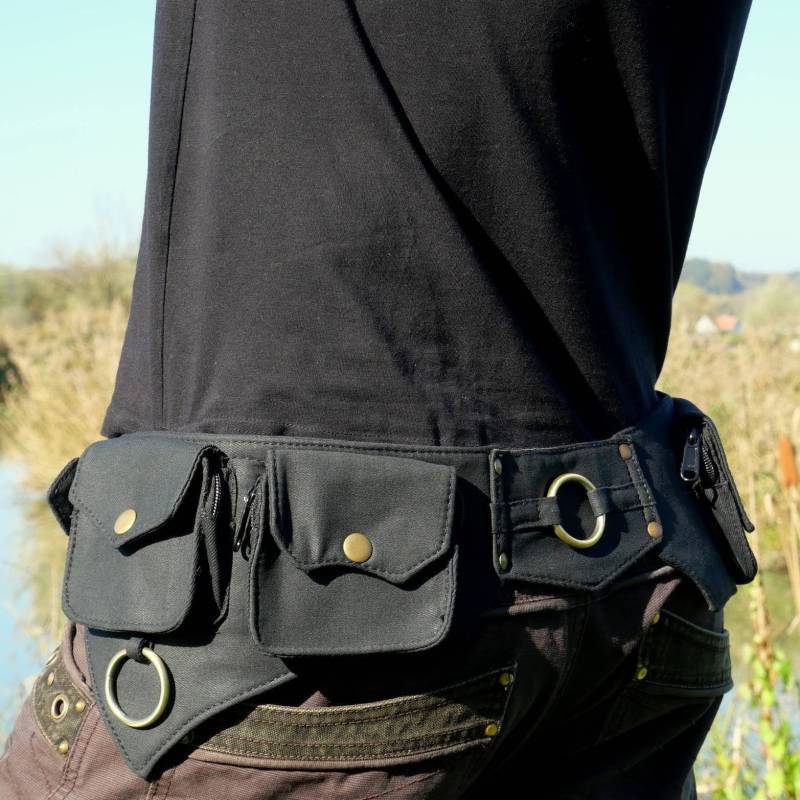 Hüfttasche ~ Gürteltasche Taschengürtel Aus Baumwolle Schwarze Unisex Für Festivals Und Den Alltag Der Ailetsbelt von HarmonyWearDesigns
