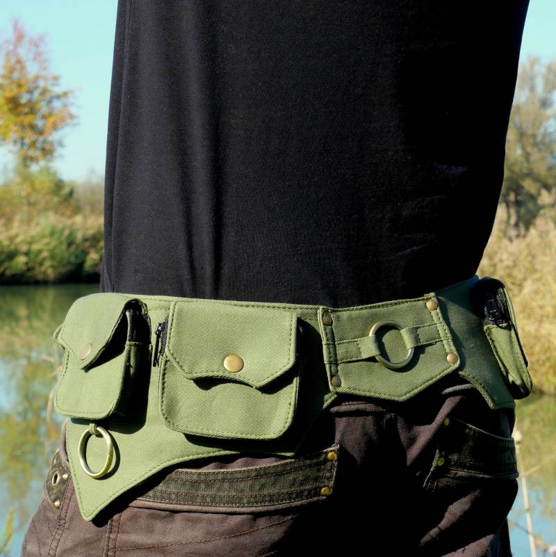 Hüfttasche ~ Gürteltasche Taschengürtel Aus Stoff Grüne Baumwolle Der Ailetsbelt von HarmonyWearDesigns
