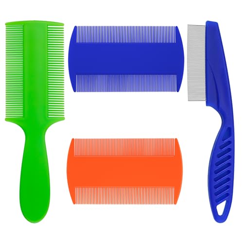 4 Stück Kopfhaarkamm, Flohkamm, doppelseitiger Feinzahnkamm, Läusekamm zur Schuppenentfernung, für Erwachsene und Kinder 4 Stück Kopfhaarkamm, Flohkamm, doppelseitiger Feinzahnkamm, Läusekamm zur Schuppenentfernung, für Erwachsene und Kinder von Harniruco
