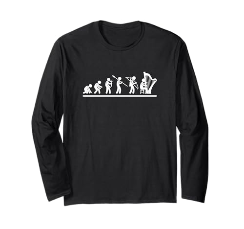 Harpist Evolution Harp Herren Lustiger Harfenspieler Langarmshirt von Harp Music Designs For Harp Players