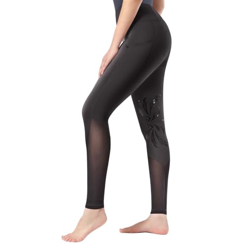 Damen Reithose Reithose Reithose mit Silikongriff und belüftetem Netzgewebe Aktiv Reithose, Schwarz, X-Groß von Harrison Howard