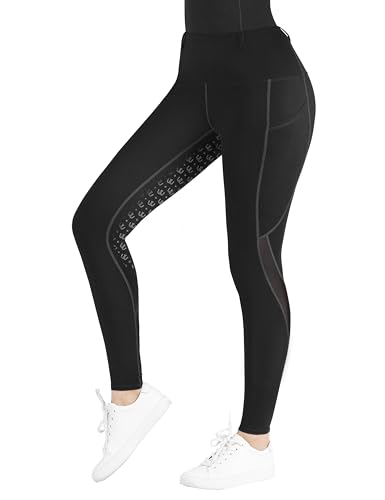 Damen Reithose Reithose mit Silikongriff und belüftetem Netzgewebe Active Riding Tights, new black, X-Klein von Harrison Howard