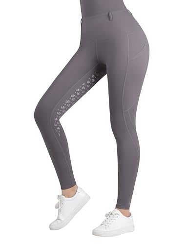 Harrison Howard Damen Reithose Vollbesatz Silikon Grip Reithose Reithose Reithose Hohe Taille Leggings für Frauen, GRAU, Medium/Large von Harrison Howard