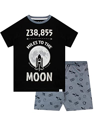 Harry Bear Jungen Kurze Hose Schlafanzug Weltraummotiv Schwarz 134 von Harry Bear