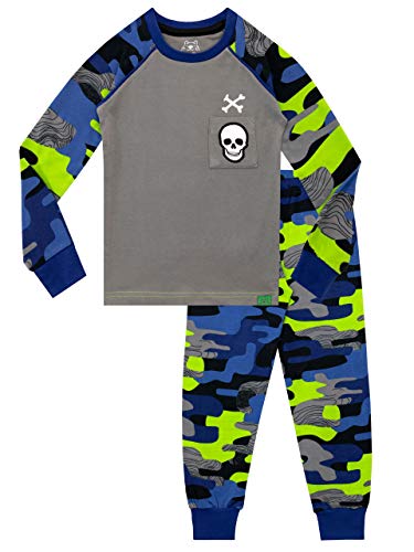 Harry Bear Jungen Schlafanzug Slim Fit Camo Schädelmotiv Grau 122 von Harry Bear