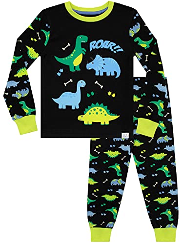 Harry Bear Jungen Schlafanzug Slim Fit Dinosaur Schwarz 122 von Harry Bear