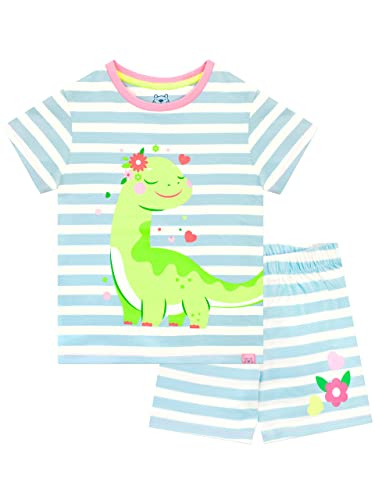 Harry Bear Mädchen Dinosaurier Schlafanzug 100% Baumwolle Blumen Kurze Dino Pyjama Set für Kinder Mehrfarbig 104 von Harry Bear