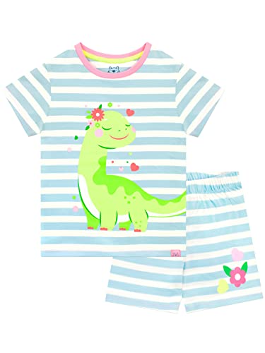 Harry Bear Mädchen Dinosaurier Schlafanzug 100% Baumwolle Blumen Kurze Dino Pyjama Set für Kinder Mehrfarbig 92 von Harry Bear