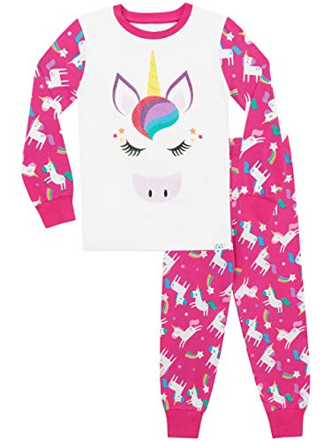 Harry Bear Mädchen Schlafanzug Regenbogen Glitter Einhorn Slim Fit Mehrfarbig 140 von Harry Bear
