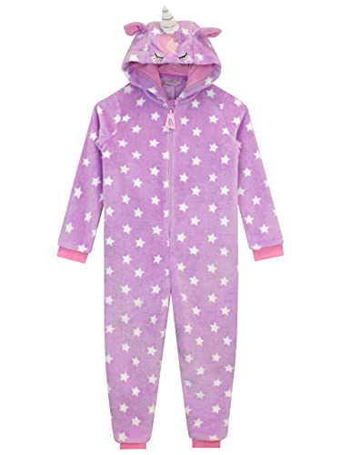 Harry Bear Einhorn Schlafanzug Mädchen | Fleece Overall Kinder | Onesie Kinder | Jumpsuit Schlafanzug Kinder Mädchen | 104 von Harry Bear
