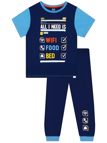 Harry Bear Pyjama | Jungen Pyjama Mit WLAN-Motiv | Gamer-Pyjamas Für Jungen | Gaming-Pyjamas-Set Aus Baumwolle | Blau 146 von Harry Bear