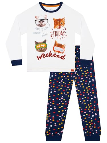 Harry Bear Schlafanzug Mädchen | Katzen Schlafanzug Kinder | Langarm Schlafanzüge für Mädchen | Weiß 134 Harry Bear Schlafanzug Mädchen | Katzen Schlafanzug Kinder | Langarm Schlafanzüge für Mädchen | Weiß 134 von Harry Bear