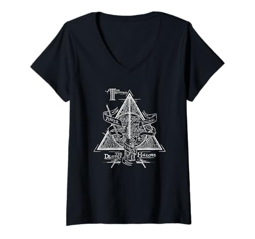 Damen Harry Potter The Deathly Hallows T-Shirt mit V-Ausschnitt von Harry Potter