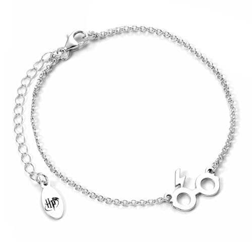 HARRY POTTER Charm-Armband aus Sterlingsilber mit Brille und Blitzbolzen, Einheitsgröße, Sterling-Silber von Harry Potter