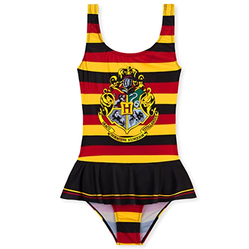 Harry Potter Badebekleidung Mädchen | Einteiliger Badeanzug Kinder Mädchen mit Rüschenrock | Kinder Badewäsche Alter von 7-14 (Rot/Gold Hogwarts, 13-14 Jahre) von Harry Potter