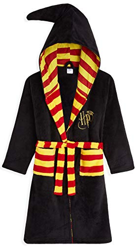 Harry Potter Bademantel Kinder, Fleece Morgenmantel Jungen, Hogwarts Bademantel Jungen und Mädchen 7-14 Jahre, Kuschelig Plüsch Kinderbademantel Junge (Schwarz, 11-12 Jahre) von Harry Potter