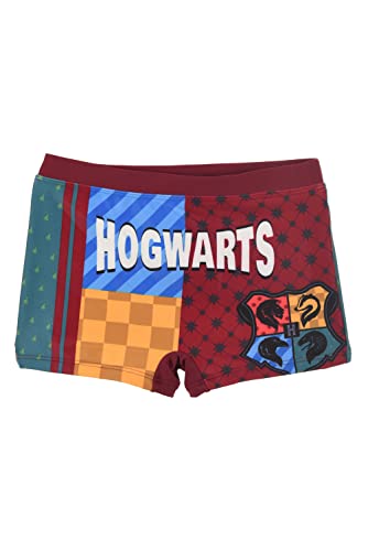 Harry Potter Badeshorts für Jungen, Badehose für Kinder, Jungen Slips, Boxer-Badeanzug Hogwarts Design, Größe 6 Jahre, Rot von Harry Potter