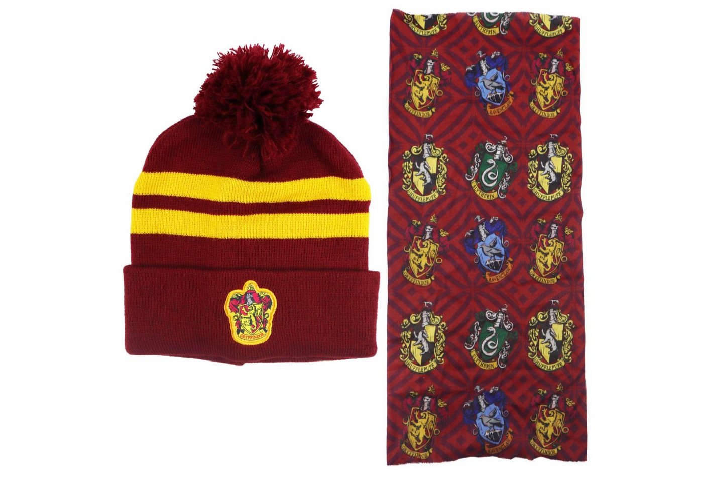 Harry Potter Bommelmütze Harry Potter Gryffindor Slytherin Mädchen Winter Set Mütze plus Snood Gr. 54 bis 56 von Harry Potter