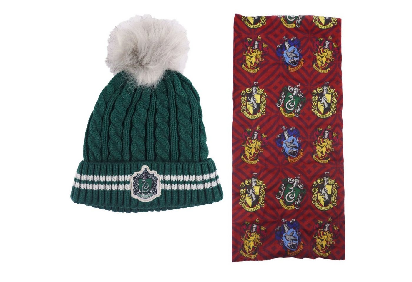 Harry Potter Bommelmütze Harry Potter Gryffindor Slytherin Mädchen Winter Set Mütze plus Snood Gr. 54 bis 56 von Harry Potter