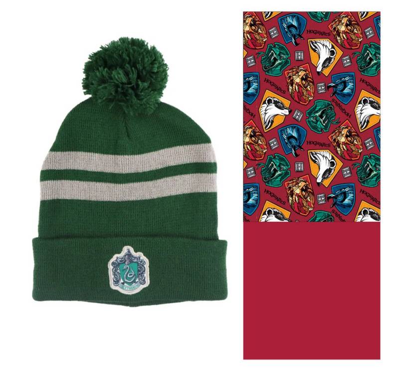 Harry Potter Bommelmütze Harry Potter Slytherin Kinder Jugend Winter Set Mütze plus Schaal Gr. 54 bis 56 von Harry Potter