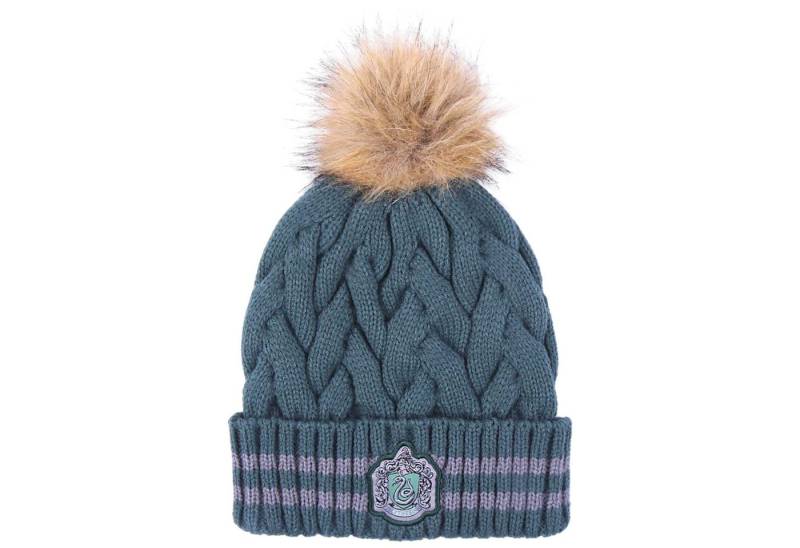 Cerdá Bommelmütze Harry Potter - Slytherin Strickmütze mit Zopfmuster & Kunstfell-Bommel 56 cm von Cerdá