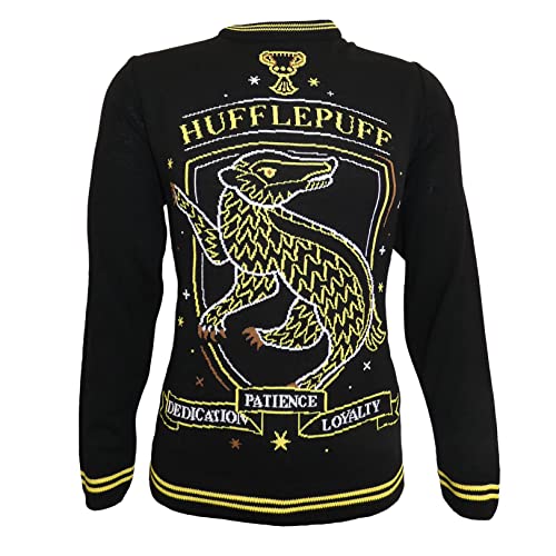 Harry Potter Christmas Jumper Hufflepuff Crest Nue offiziell Unisex Ugly Sweater von Harry Potter