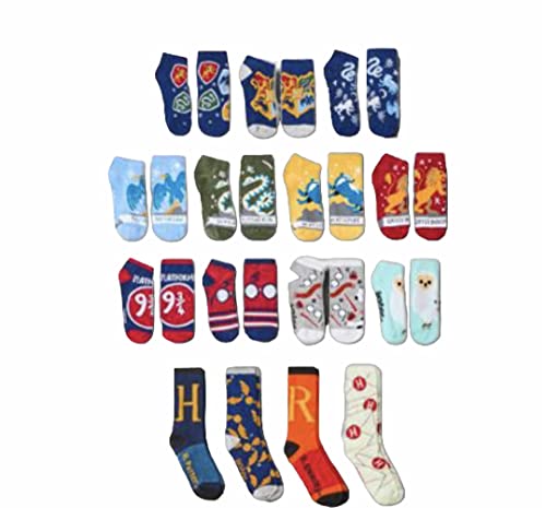 Harry Potter Countdown bis Geburtstag Kalender Socken Set - Bündel mit 15 Paar Harry Potter Socken für Frauen Größe 37-46 | Harry Potter Sock Geschenkbox Set, Blau, One Size Big von Harry Potter