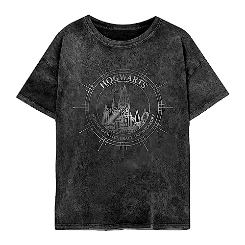 Harry Potter Damen Hogwarts Constellation Acid Wash T-Shirt, Schwarz , X-Large von Harry Potter