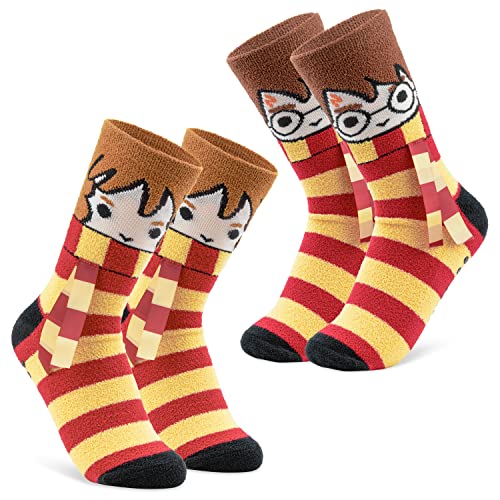 Harry Potter Damen Socken, 2er Pack Kuschelsocken Damen Flauschig mit ABS von Harry Potter