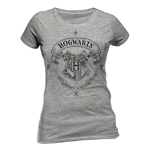 Harry Potter Damen T-Shirt Hogwarts Wappen grau - XXL von Harry Potter