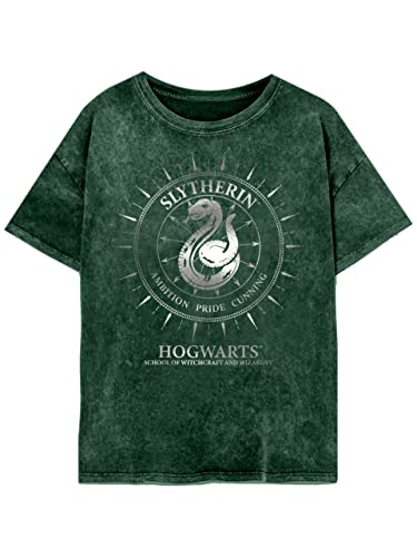 Harry Potter Damen-T-Shirt Slytherin Constellations Acid Wash, Grün, M von Harry Potter