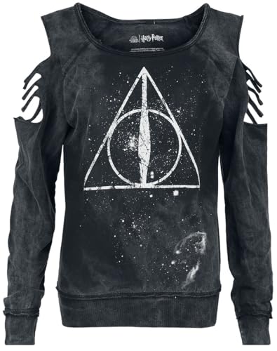 Harry Potter Deathly Hallows Frauen Sweatshirt schwarz S 95% Baumwolle, 5% Elasthan Fan-Merch, Filme von Harry Potter