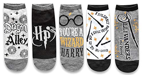 Harry Potter Diagon Alley Wizard Magic Juniors/Damen 5er-Pack Knöchelsocken Größe 37-10 von Harry Potter