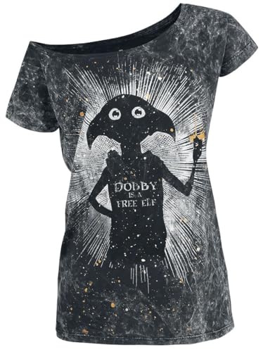 Harry Potter Dobby is A Free Elf Frauen T-Shirt schwarz XXL 100% Baumwolle Fan-Merch, Filme, Hogwarts von Harry Potter
