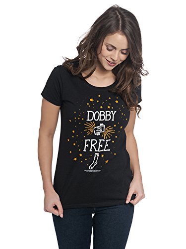 Harry Potter Dobby is Free Frauen T-Shirt schwarz L 100% Baumwolle Fan-Merch, Filme von Harry Potter