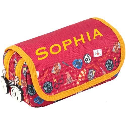 Harry Potter Federmäppchen Hogwarts Schulmäppchen für Mädchen, 2 große Fächer, Schreibwaren-Tasche, personalisierbar von Harry Potter