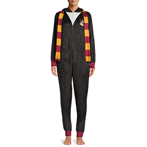 Harry Potter Gryffindor Damen-Schlafanzug mit Kapuze aus Fleece, Schwarz, XS von Harry Potter