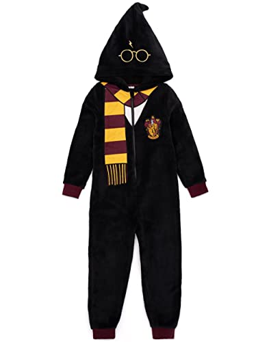 Harry Potter Gryffindor Onesie Kinder | Jungen Mädchen Hogwarts Schule für Zauberei und Hexerei Haus Uniform Pjs | Schalbrille weiches Fleece Hutkapuze mit Reißverschluss von Harry Potter