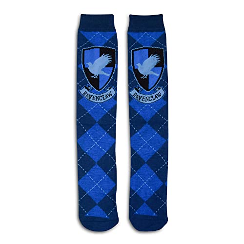 Harry Potter Gryffindor Ravenclaw Slytherin Hufflepuff House Kniehohe Argyle-Kniestrümpfe, Blau, Large von Harry Potter