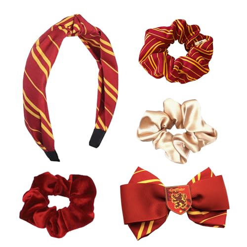 Harry Potter Haarschmuck für Mädchen, Gryffindor Design, Inklusive Haargummis, Schleifenclip und Stirnband, Hogwarts Geschenk | Rot von Harry Potter