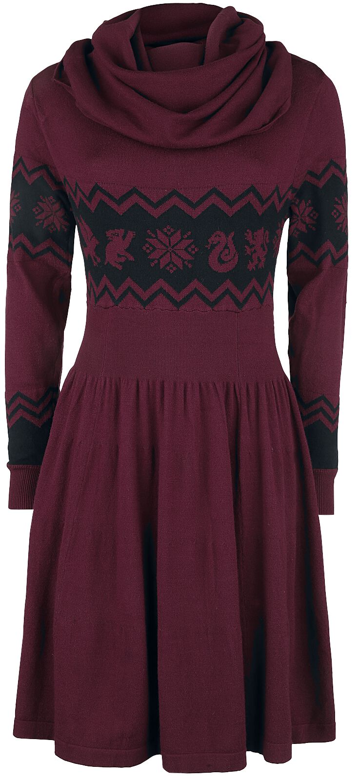 Harry Potter Häuser Mittellanges Kleid bordeaux schwarz in L von Harry Potter