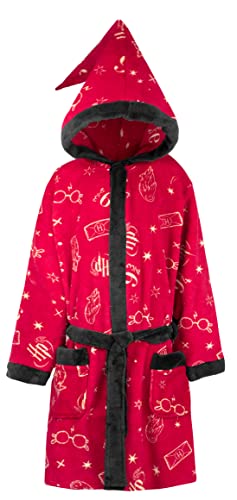Harry Potter - Morgenmantel für Kinder, Alter 12-13 - Flauschiger Morgenmantel - 100% Polyester, mit magischer Zipfelkapuze - Offizieller FANARTIKEL - Maroon von Harry Potter