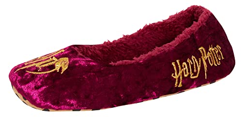 Harry Potter Hausschuhe für Frauen Mädchen Teens Hogwarts Slip On Ballett Pump Slipper Socken, burgunderfarben, 36 EU von Harry Potter