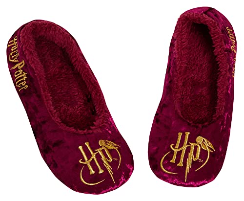 Harry Potter Hausschuhe für Damen, Mädchen, Teenager, Hogwarts, Slipper, Ballett, Pump, Slipper, Socken, burgunderfarben, 40 EU von Harry Potter