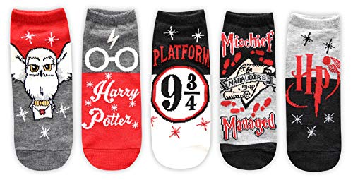 Harry Potter Hedwig Marauders Map Platform 9 3/4 Juniors/Damen Knöchelsocken, 5er-Pack, Mehrfarbig/Meereswellen (Ocean Tides), 36.5-43 EU von Harry Potter