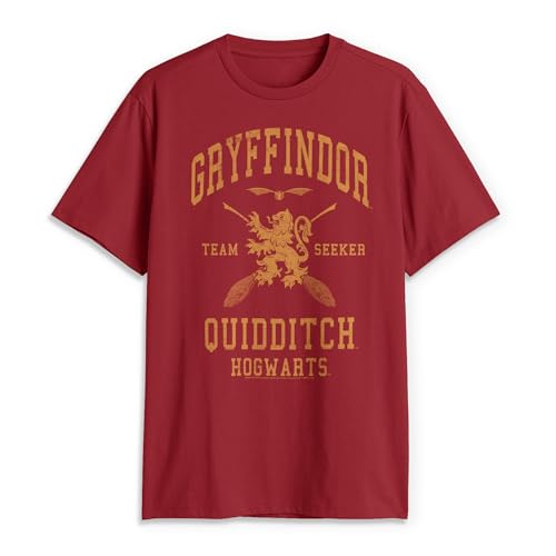 Harry Potter Herren Gryffindor Quidditch Seeker T-Shirt, Cardinal, 3X-Groß von Harry Potter
