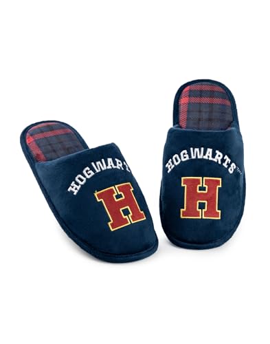 Harry Potter Herren-Hausschuhe | Hogwarts-Hauspantoffeln mit grafischem Logo für Erwachsene in Blau | Schule der Hexerei und Zauberei Slip-On-Hausschuhe von Harry Potter