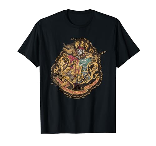 Harry Potter Hogwarts Crest Knitted Patch Damaged T-Shirt von Harry Potter