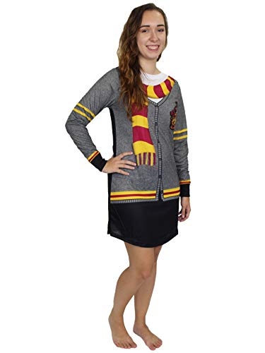 Harry Potter Hogwarts Gryffindor Damen-Nachthemd mit langen Ärmeln - Grau - Small von Harry Potter
